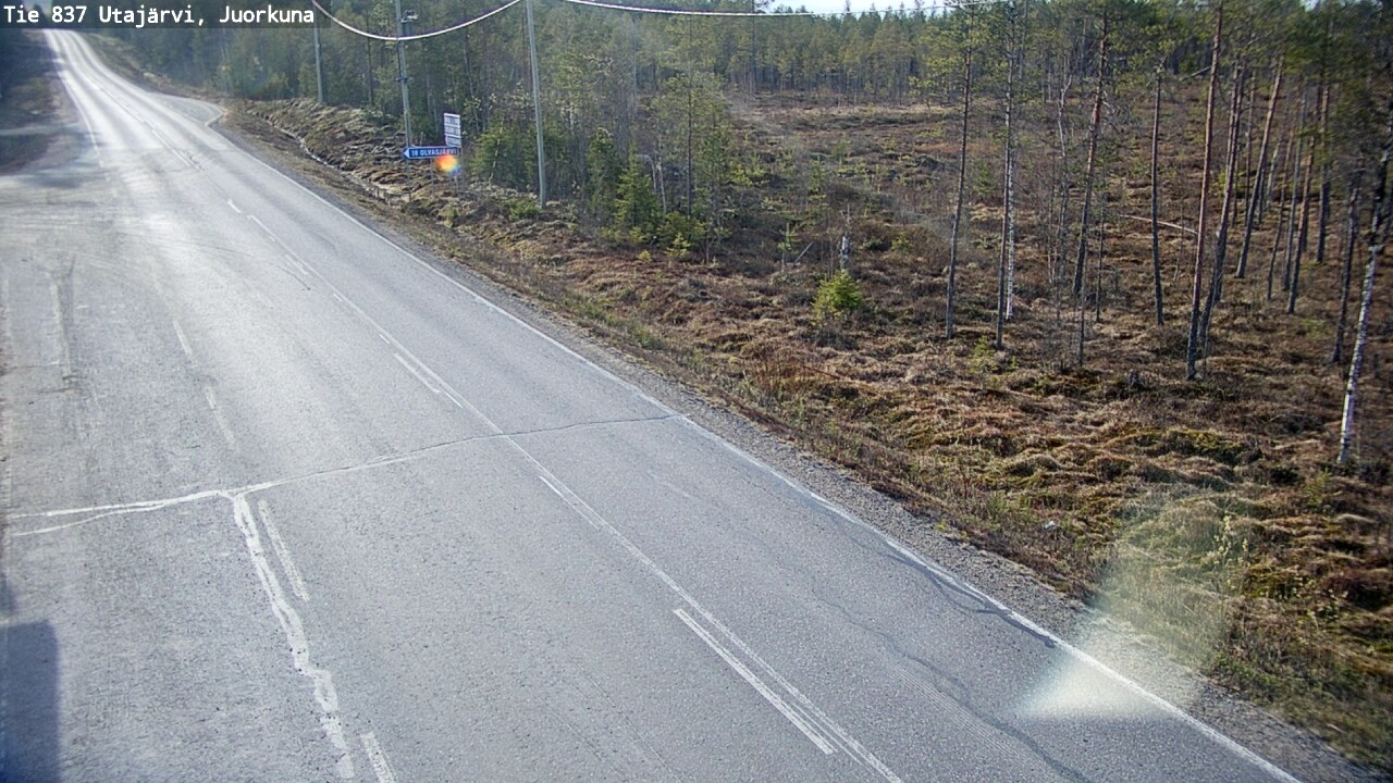 Weather Camera Image Väg 837 Utajärvi, Juorkuna, Utajärvi, Pohjois-Pohjanmaa