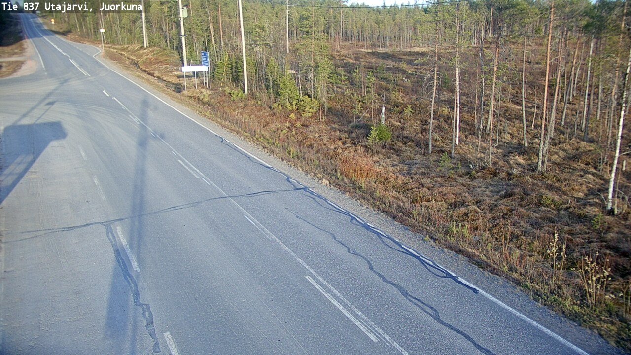 Weather Camera Image Väg 837 Utajärvi, Juorkuna, Utajärvi, Pohjois-Pohjanmaa
