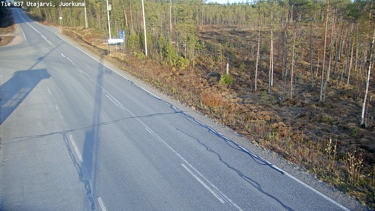 Weather Camera Image Väg 837 Utajärvi, Juorkuna, Utajärvi, Pohjois-Pohjanmaa