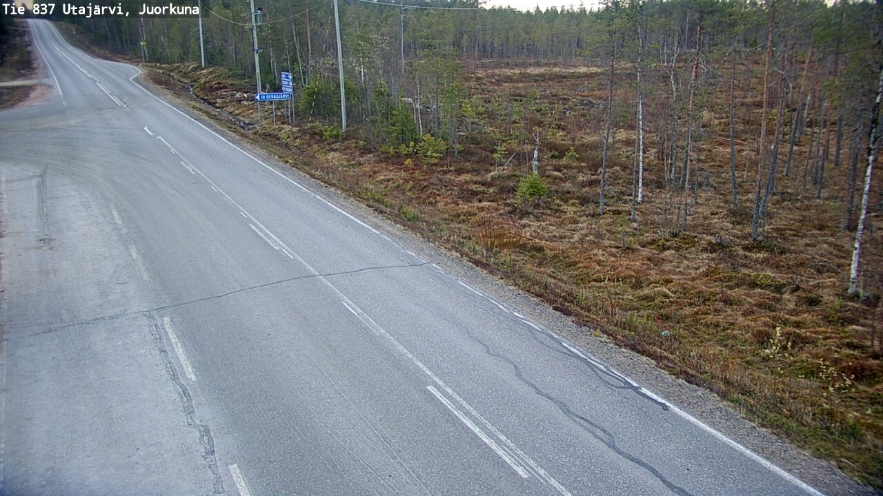 Weather Camera Image Väg 837 Utajärvi, Juorkuna, Utajärvi, Pohjois-Pohjanmaa