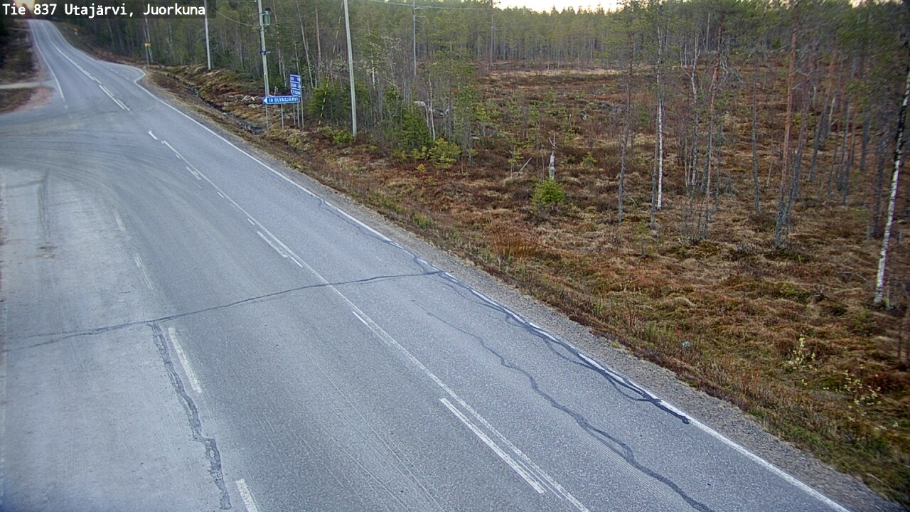 Weather Camera Image Väg 837 Utajärvi, Juorkuna, Utajärvi, Pohjois-Pohjanmaa