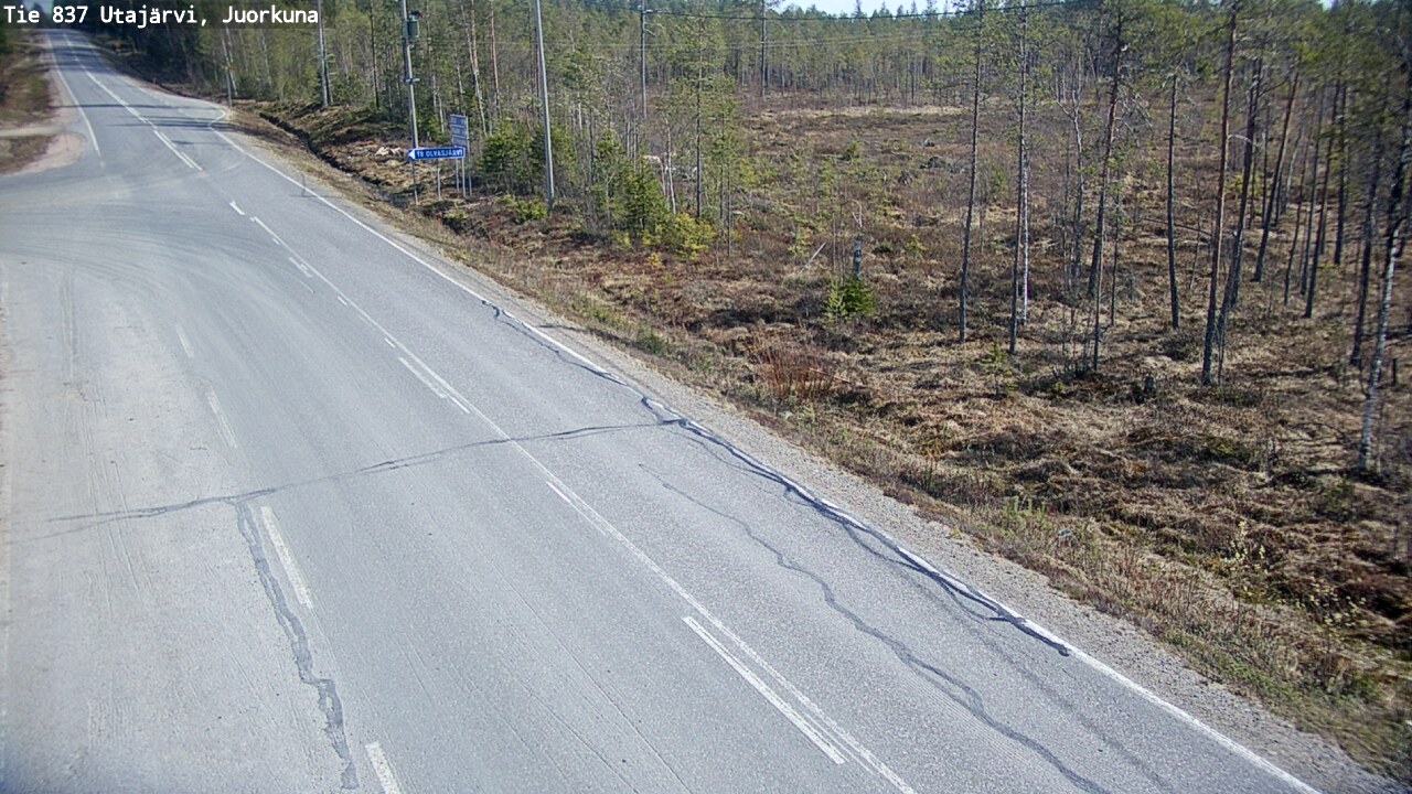 Weather Camera Image Väg 837 Utajärvi, Juorkuna, Utajärvi, Pohjois-Pohjanmaa