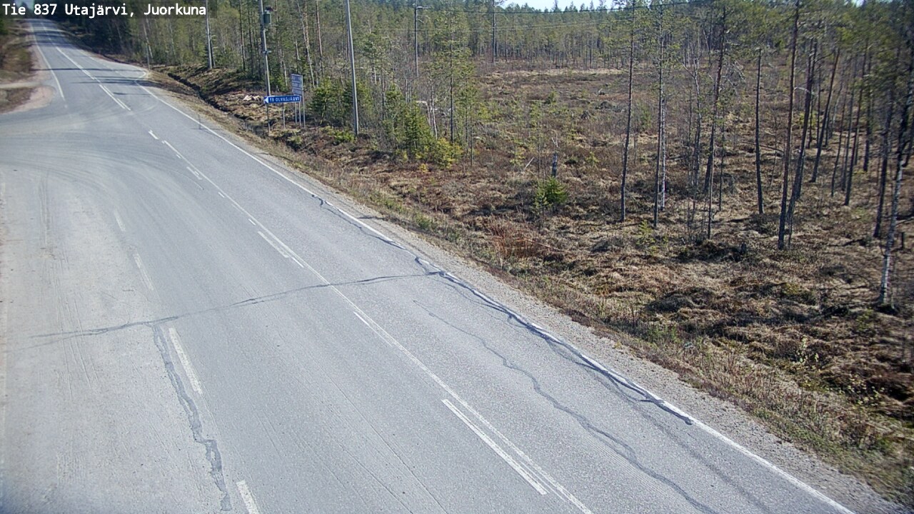 Weather Camera Image Väg 837 Utajärvi, Juorkuna, Utajärvi, Pohjois-Pohjanmaa