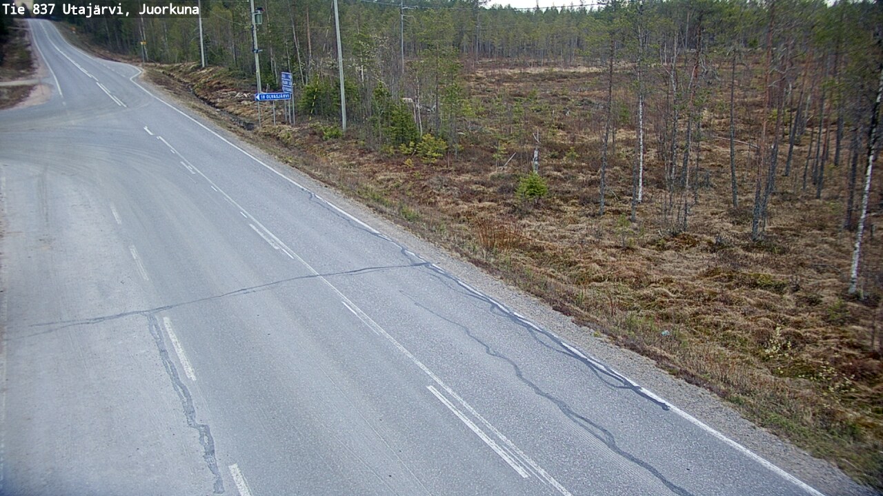 Weather Camera Image Road 837 Utajärvi, Juorkuna, Utajärvi, Pohjois-Pohjanmaa