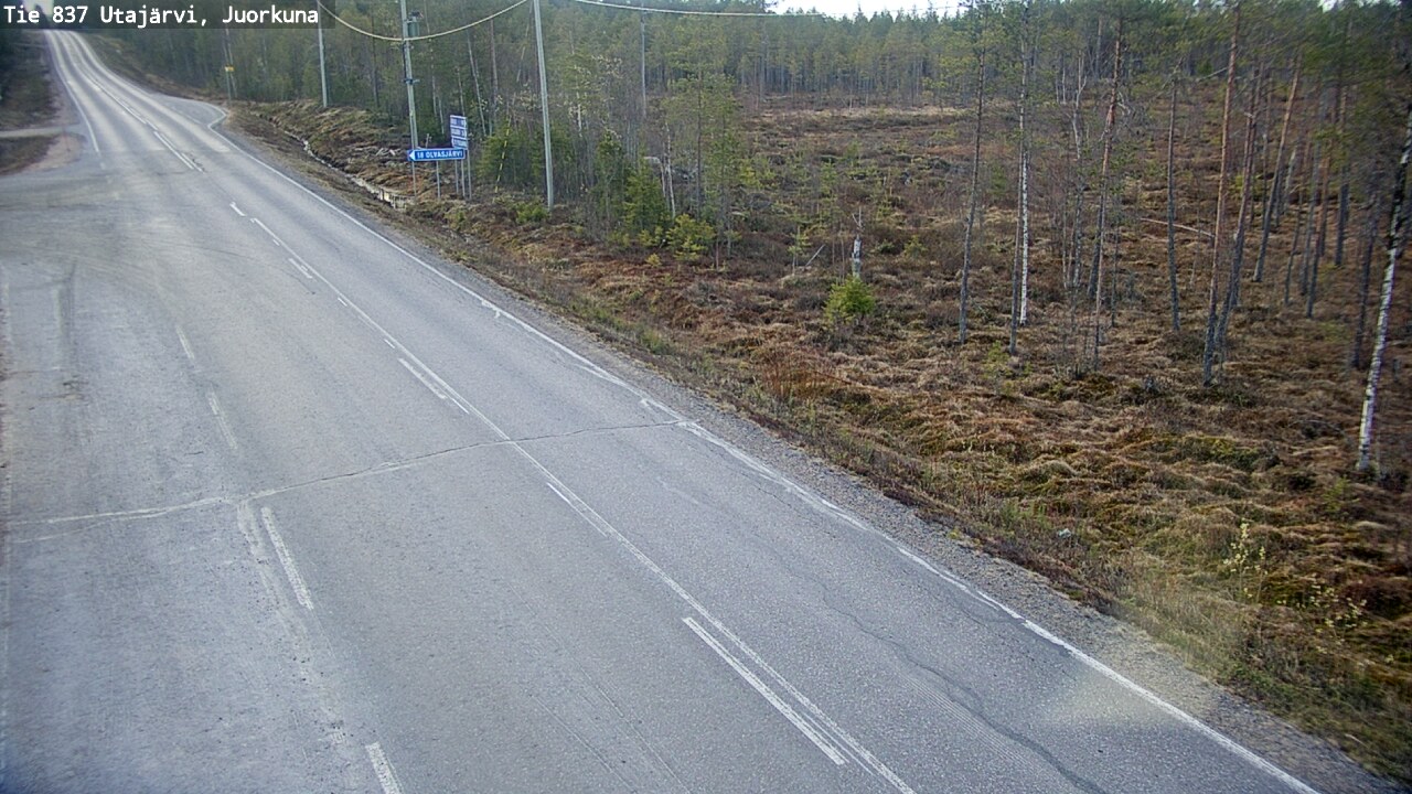 Weather Camera Image Väg 837 Utajärvi, Juorkuna, Utajärvi, Pohjois-Pohjanmaa