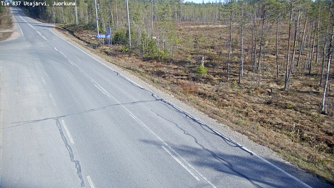 Weather Camera Image Väg 837 Utajärvi, Juorkuna, Utajärvi, Pohjois-Pohjanmaa