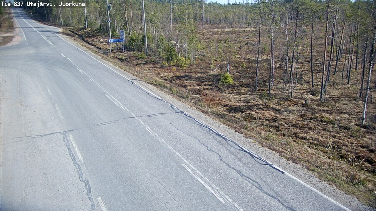 Weather Camera Image Väg 837 Utajärvi, Juorkuna, Utajärvi, Pohjois-Pohjanmaa