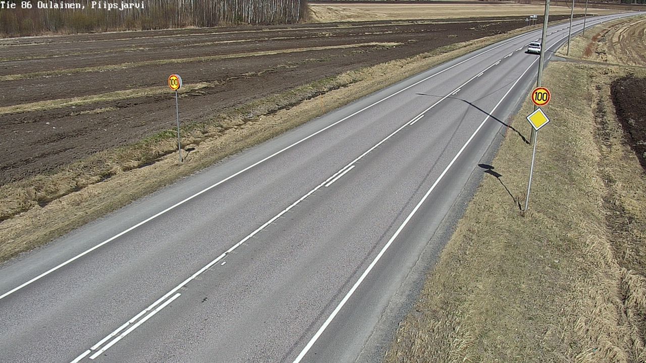 Weather Camera Image Väg 86 Oulais, Piipsjärvi, Oulainen, Pohjois-Pohjanmaa