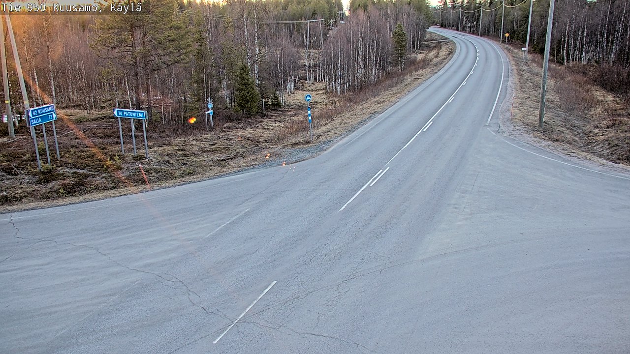Weather Camera Image Väg 950 Kuusamo, Käylä, Kuusamo, Pohjois-Pohjanmaa