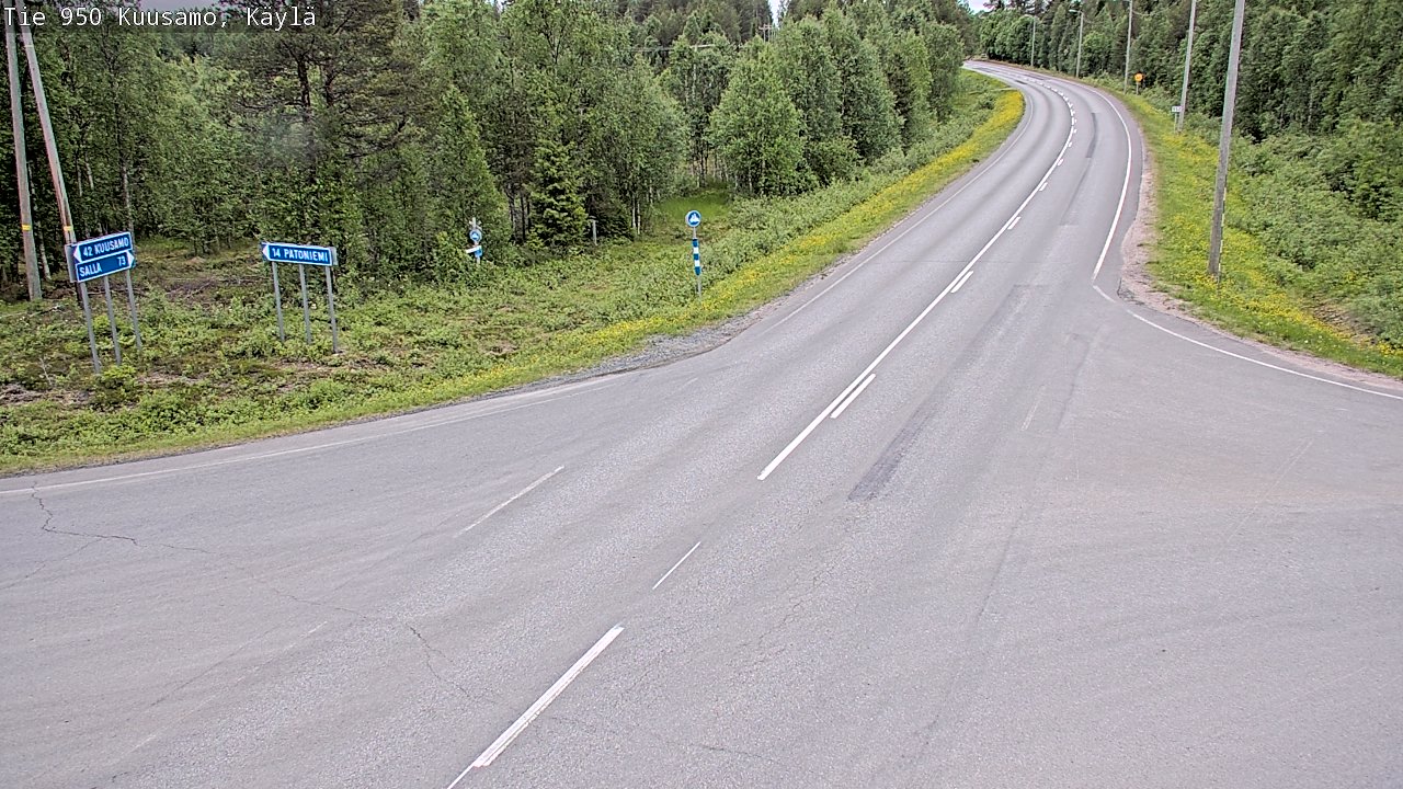 Weather Camera Image Väg 950 Kuusamo, Käylä, Kuusamo, Pohjois-Pohjanmaa