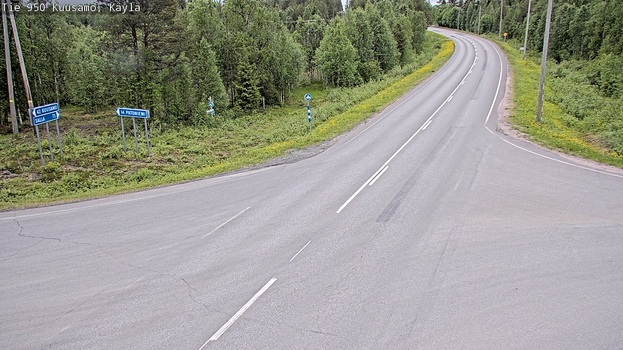 Weather Camera Image Väg 950 Kuusamo, Käylä, Kuusamo, Pohjois-Pohjanmaa