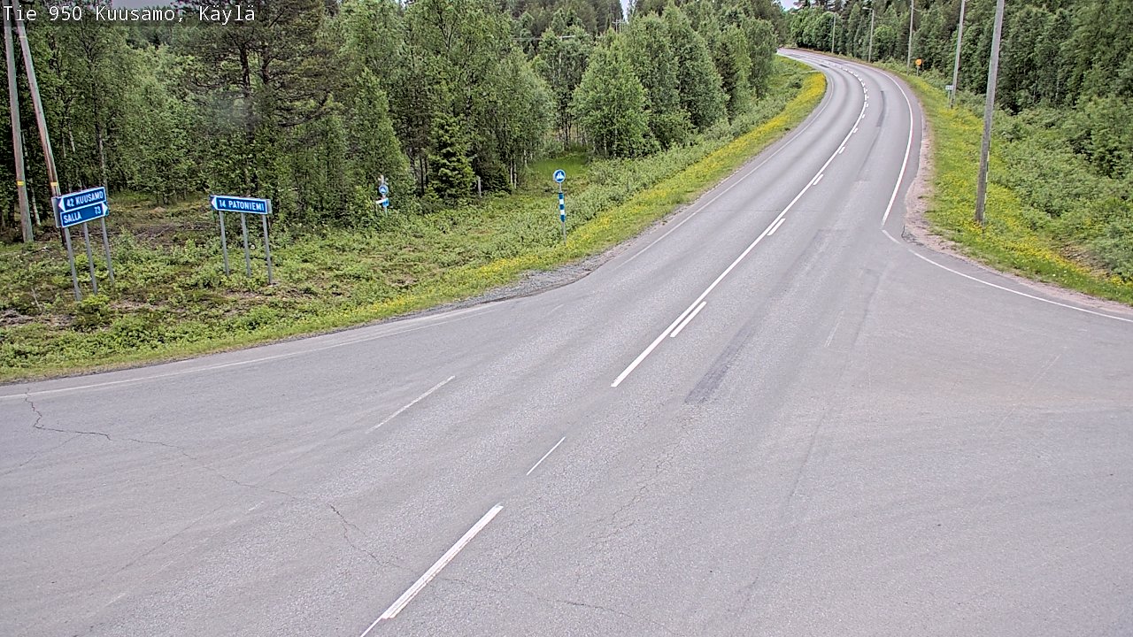 Weather Camera Image Väg 950 Kuusamo, Käylä, Kuusamo, Pohjois-Pohjanmaa