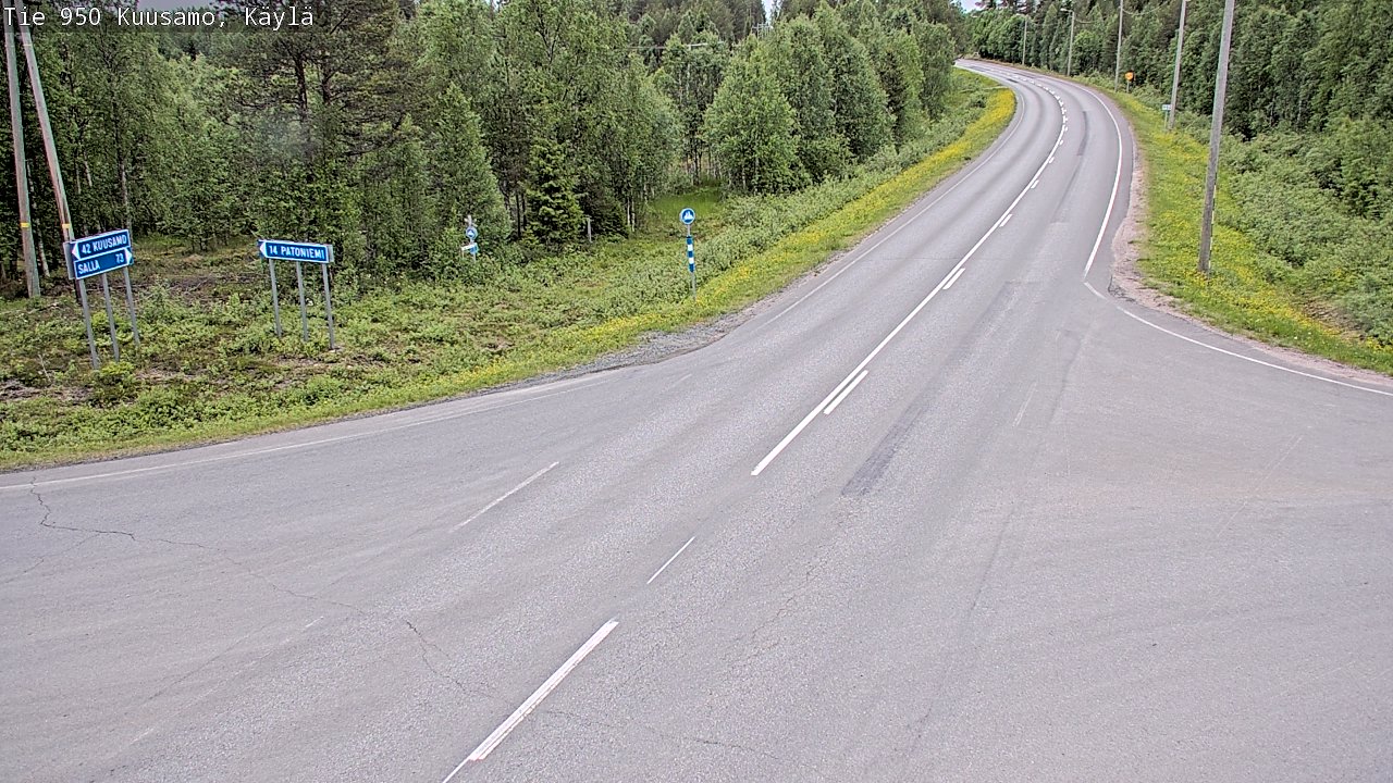 Weather Camera Image Väg 950 Kuusamo, Käylä, Kuusamo, Pohjois-Pohjanmaa