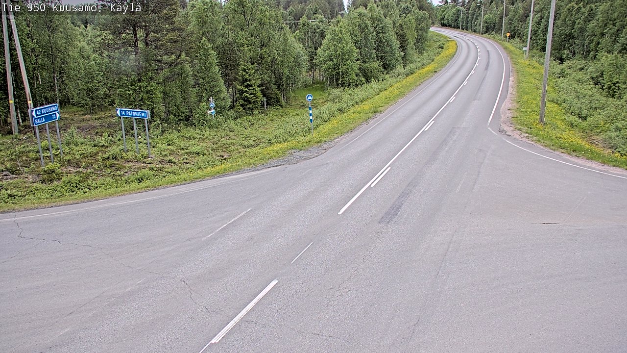 Weather Camera Image Väg 950 Kuusamo, Käylä, Kuusamo, Pohjois-Pohjanmaa