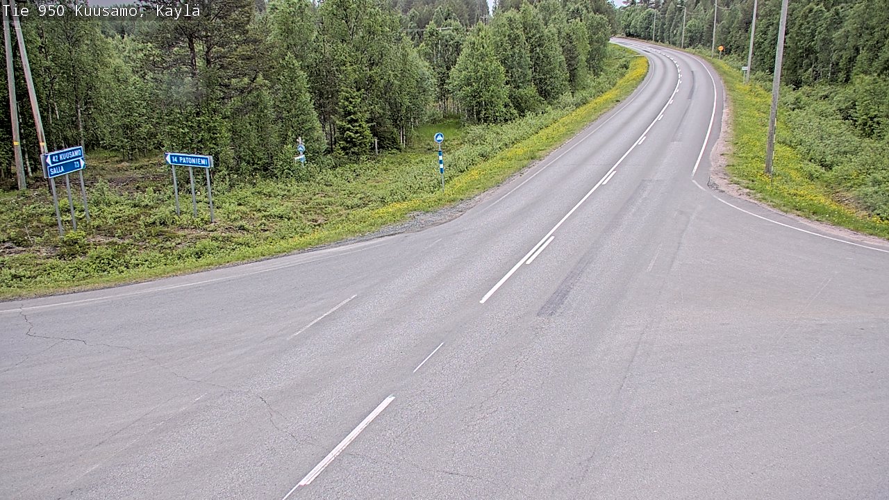 Weather Camera Image Väg 950 Kuusamo, Käylä, Kuusamo, Pohjois-Pohjanmaa