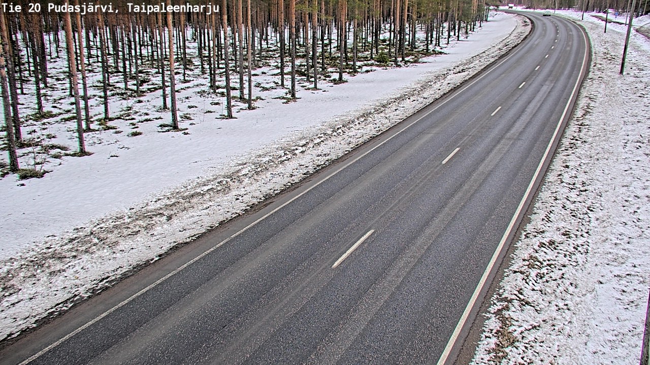 Weather Camera Image Road 20 Pudasjärvi, Taipaleenharju, Pudasjärvi, Pohjois-Pohjanmaa