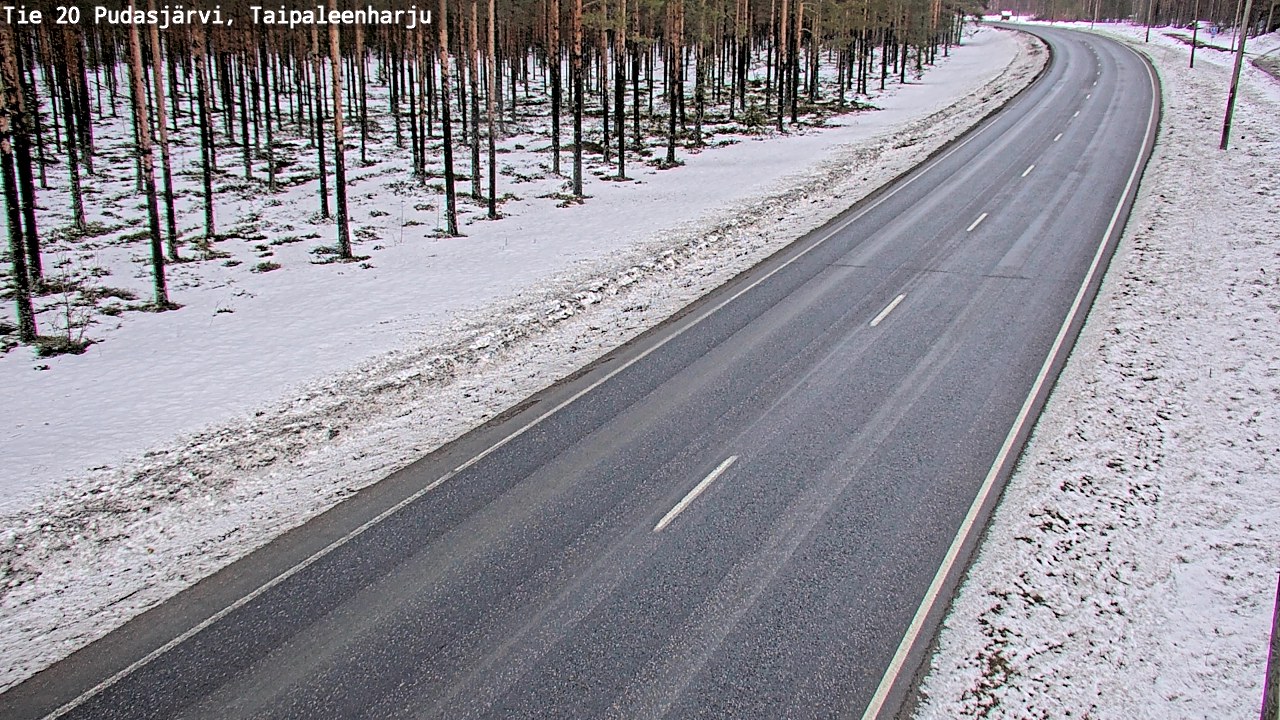 Weather Camera Image Road 20 Pudasjärvi, Taipaleenharju, Pudasjärvi, Pohjois-Pohjanmaa