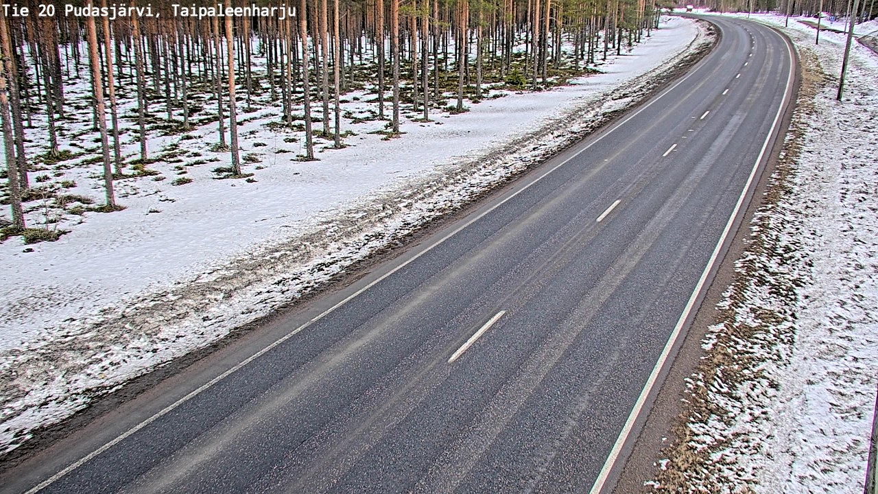 Weather Camera Image Väg 20 Pudasjärvi, Taipaleenharju, Pudasjärvi, Pohjois-Pohjanmaa