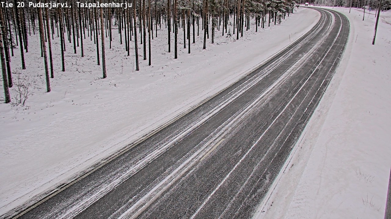 Weather Camera Image Väg 20 Pudasjärvi, Taipaleenharju, Pudasjärvi, Pohjois-Pohjanmaa