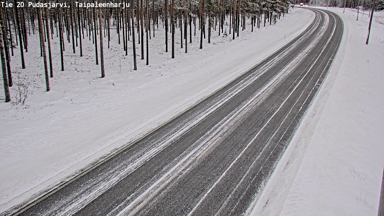 Weather Camera Image Väg 20 Pudasjärvi, Taipaleenharju, Pudasjärvi, Pohjois-Pohjanmaa