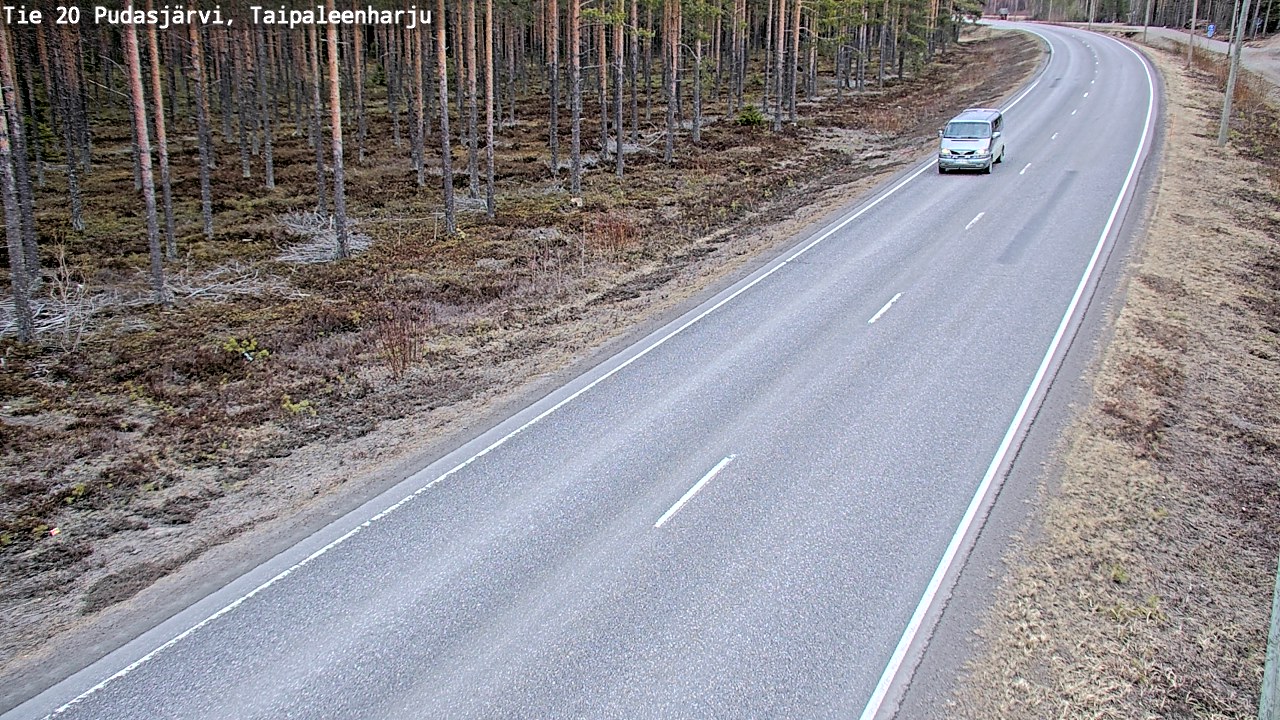 Weather Camera Image Road 20 Pudasjärvi, Taipaleenharju, Pudasjärvi, Pohjois-Pohjanmaa