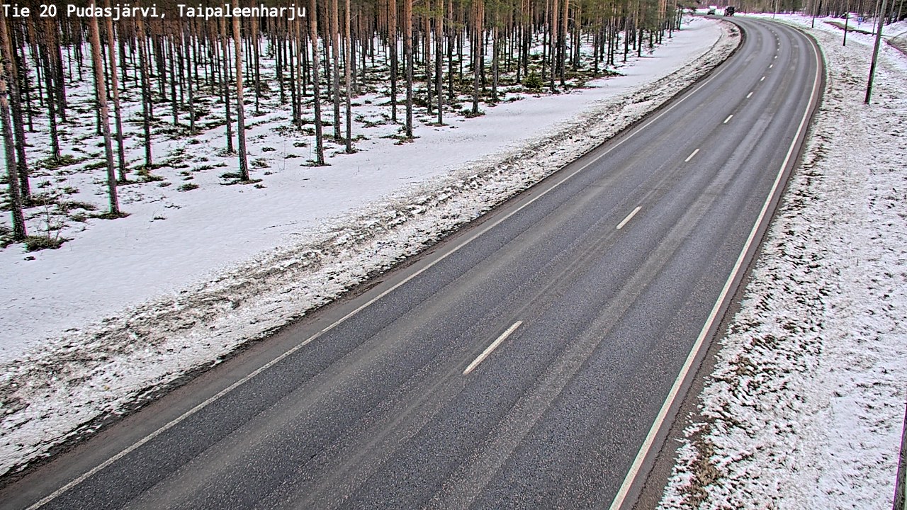 Weather Camera Image Road 20 Pudasjärvi, Taipaleenharju, Pudasjärvi, Pohjois-Pohjanmaa
