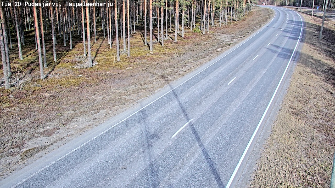 Weather Camera Image Väg 20 Pudasjärvi, Taipaleenharju, Pudasjärvi, Pohjois-Pohjanmaa