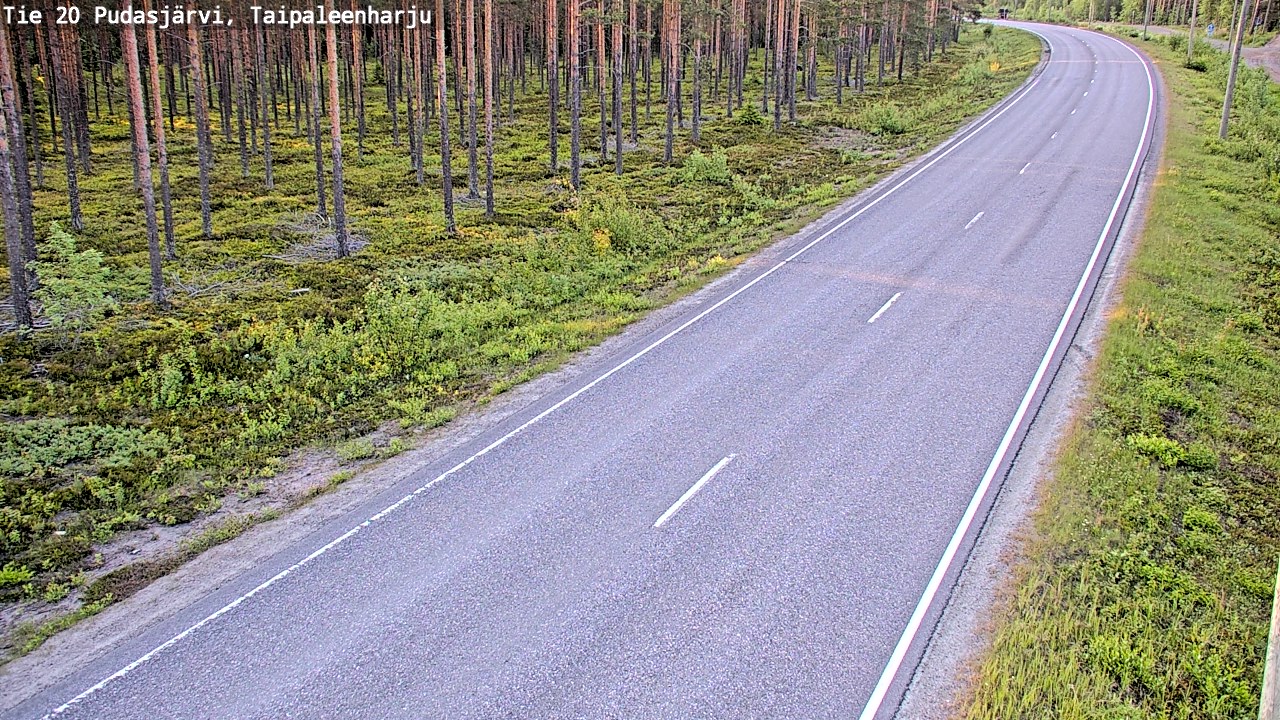 Weather Camera Image Road 20 Pudasjärvi, Taipaleenharju, Pudasjärvi, Pohjois-Pohjanmaa