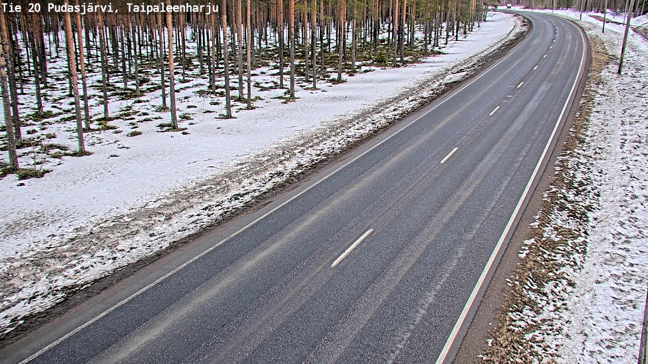 Weather Camera Image Road 20 Pudasjärvi, Taipaleenharju, Pudasjärvi, Pohjois-Pohjanmaa