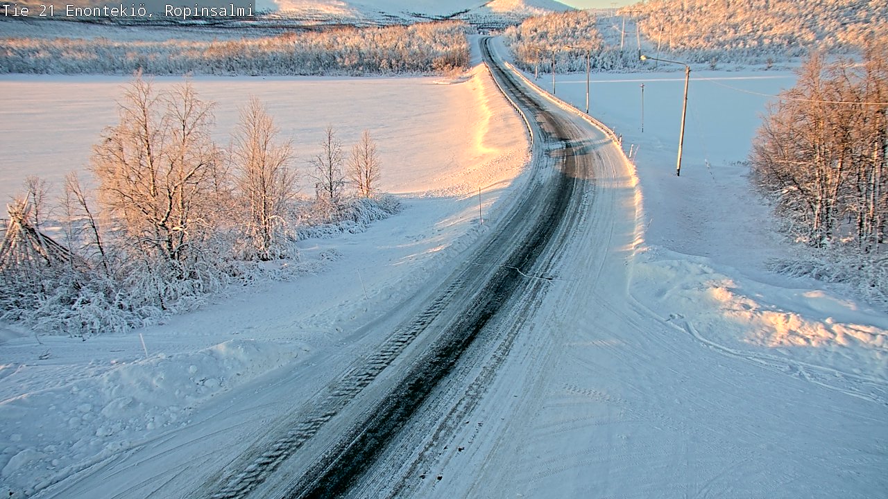 Weather Camera Image Road 21 Enontekiö, Ropinsalmi, Enontekiö, Lappi