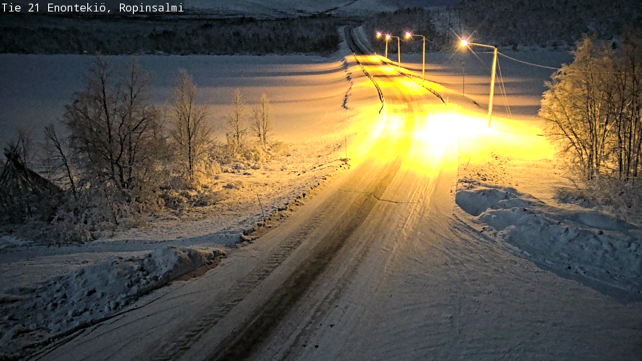 Weather Camera Image Road 21 Enontekiö, Ropinsalmi, Enontekiö, Lappi