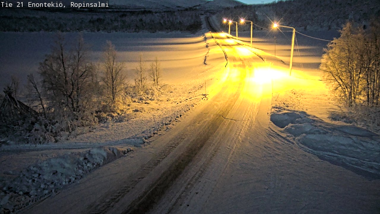 Weather Camera Image Road 21 Enontekiö, Ropinsalmi, Enontekiö, Lappi