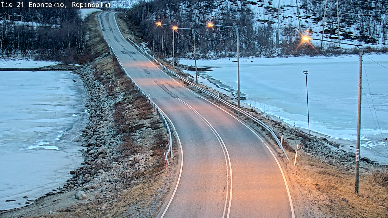 Weather Camera Image Road 21 Enontekiö, Ropinsalmi, Enontekiö, Lappi