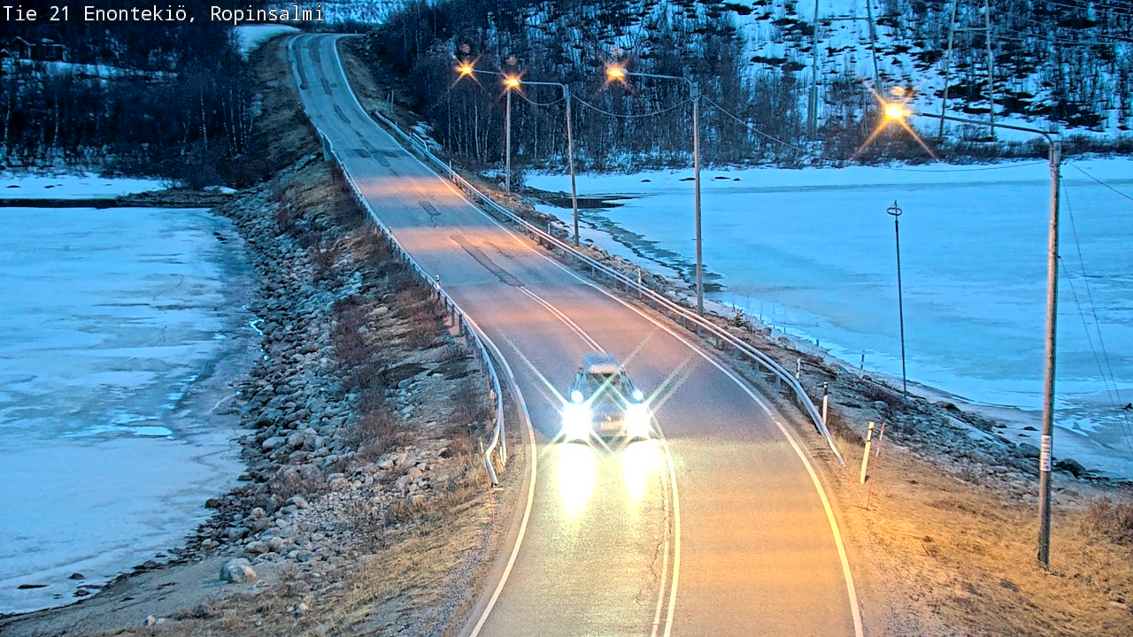 Weather Camera Image Road 21 Enontekiö, Ropinsalmi, Enontekiö, Lappi