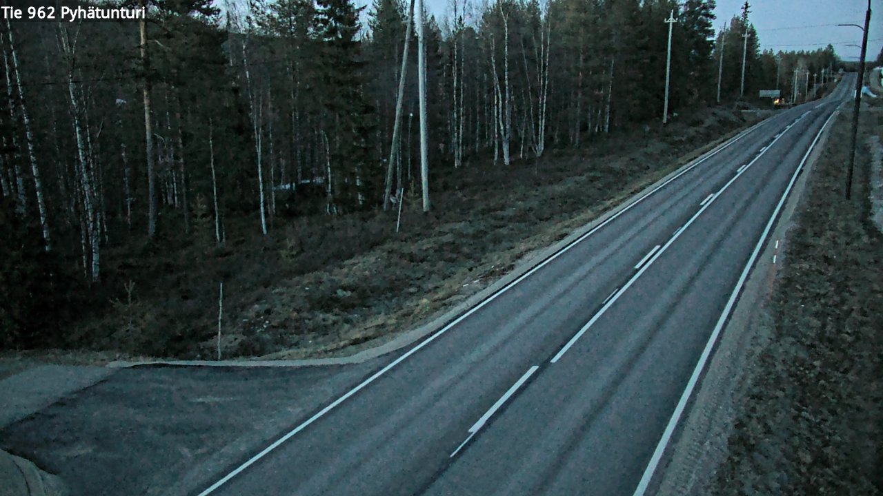 Weather Camera Image Väg 962 Pelkosenniemi Pyhätunturi, Pelkosenniemi, Lappi