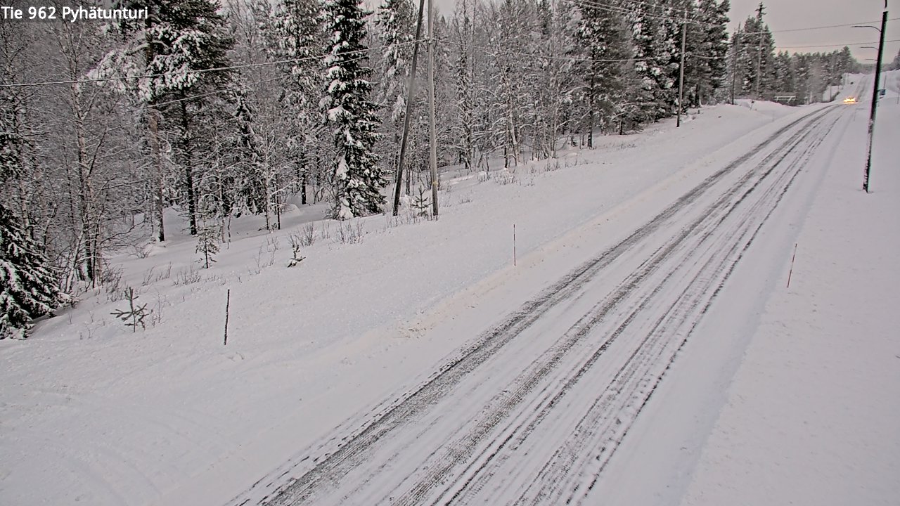 Weather Camera Image Väg 962 Pelkosenniemi Pyhätunturi, Pelkosenniemi, Lappi