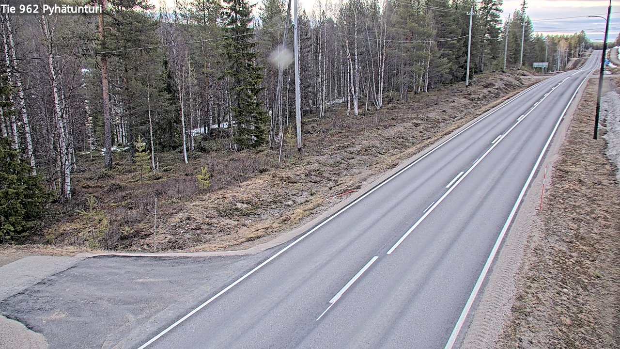Weather Camera Image Väg 962 Pelkosenniemi Pyhätunturi, Pelkosenniemi, Lappi