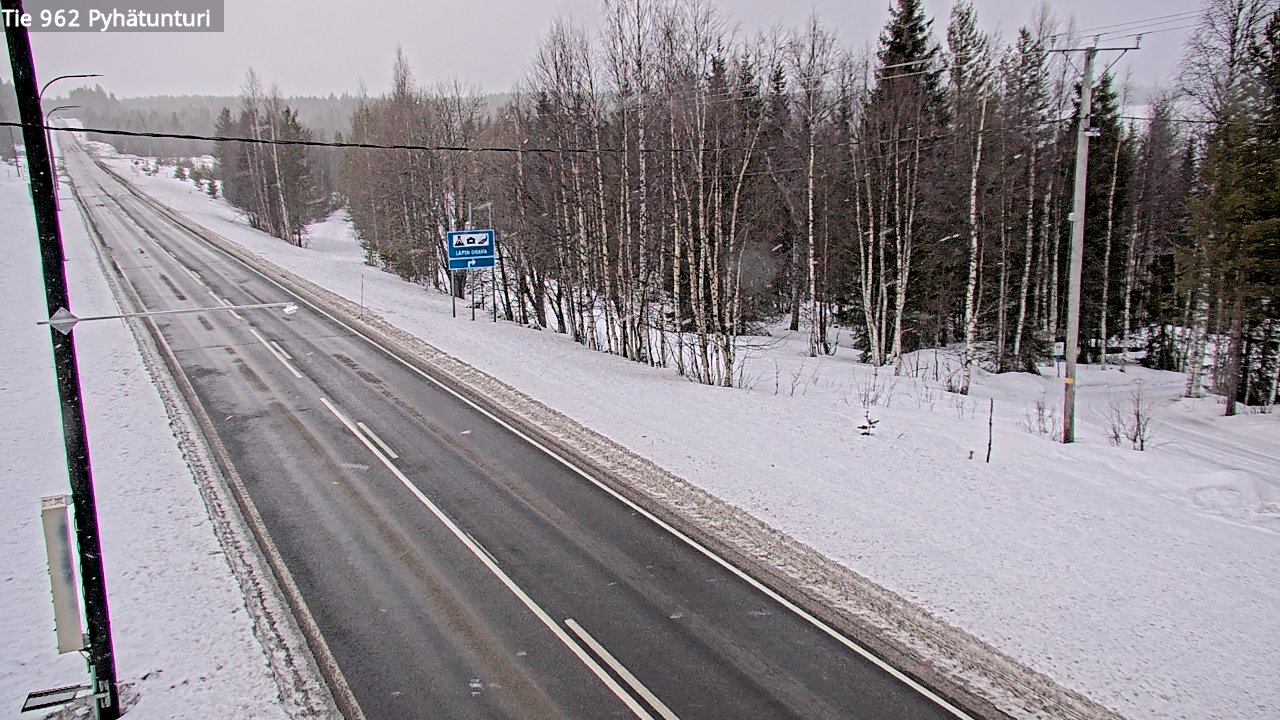Weather Camera Image Väg 962 Pelkosenniemi Pyhätunturi, Pelkosenniemi, Lappi