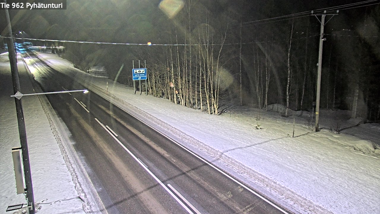Weather Camera Image Väg 962 Pelkosenniemi Pyhätunturi, Pelkosenniemi, Lappi