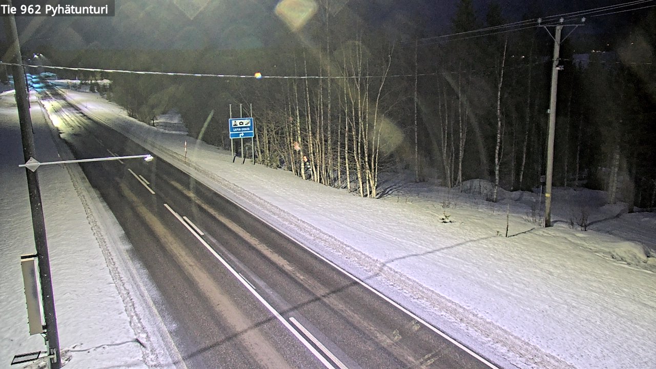Weather Camera Image Väg 962 Pelkosenniemi Pyhätunturi, Pelkosenniemi, Lappi