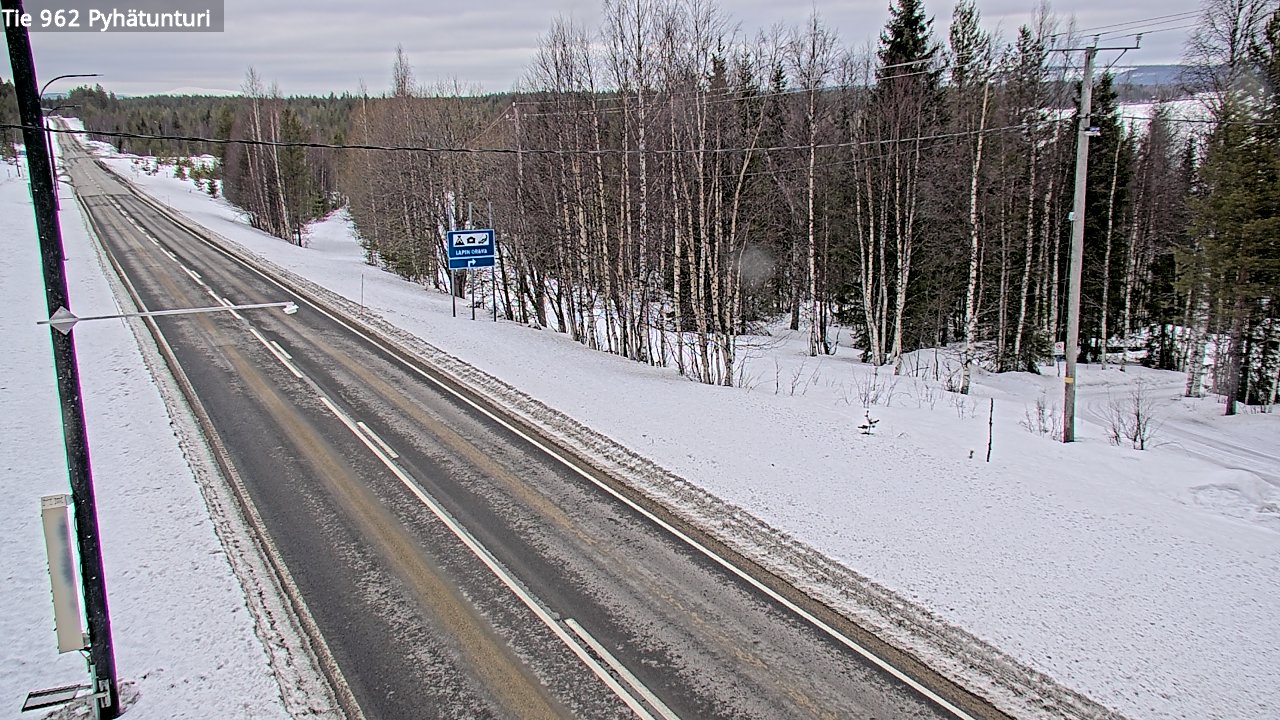 Weather Camera Image Väg 962 Pelkosenniemi Pyhätunturi, Pelkosenniemi, Lappi