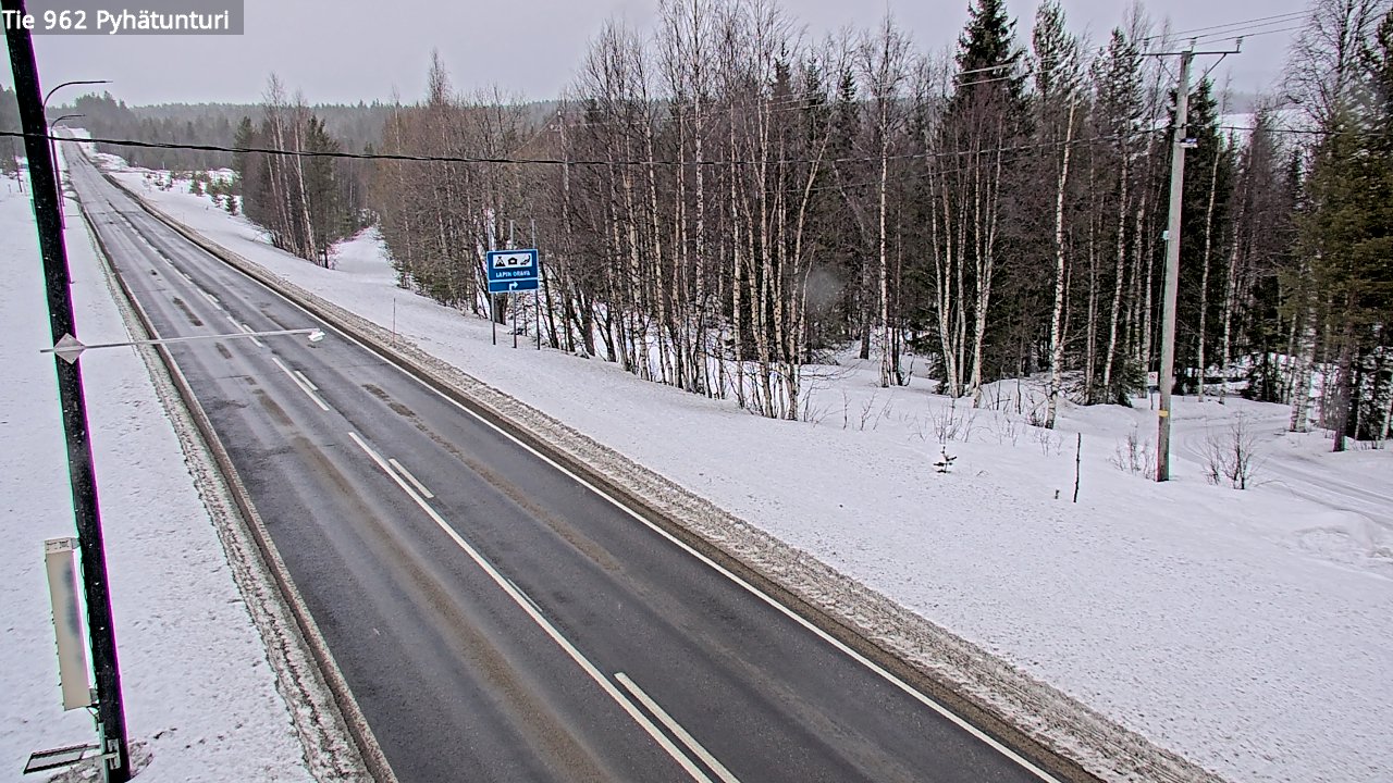Weather Camera Image Väg 962 Pelkosenniemi Pyhätunturi, Pelkosenniemi, Lappi