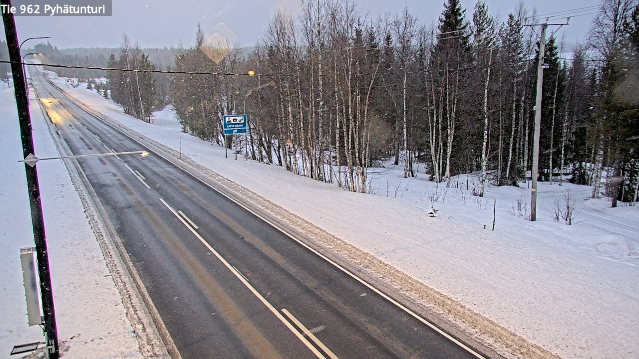 Weather Camera Image Väg 962 Pelkosenniemi Pyhätunturi, Pelkosenniemi, Lappi
