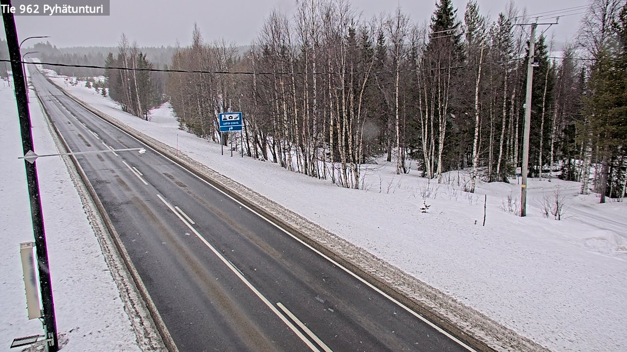 Weather Camera Image Väg 962 Pelkosenniemi Pyhätunturi, Pelkosenniemi, Lappi