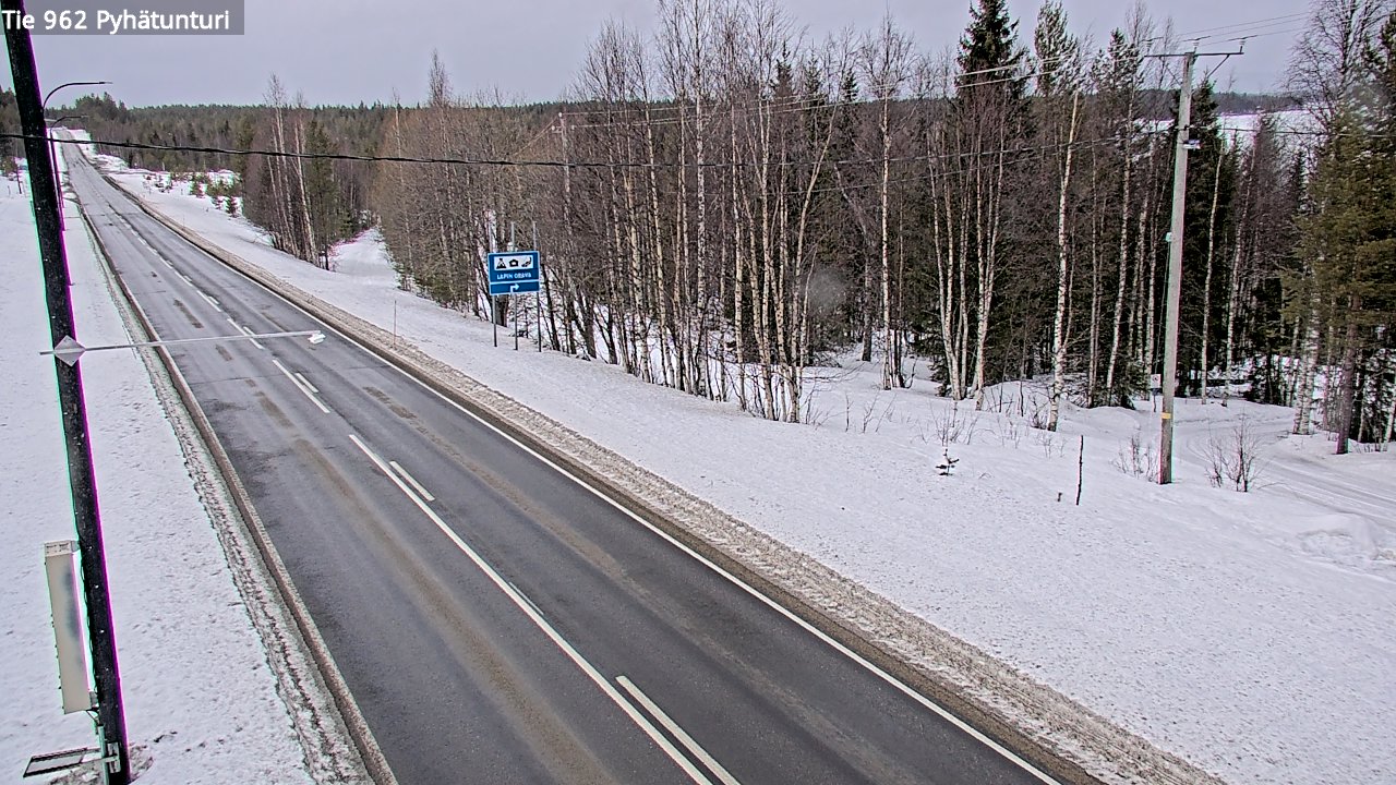 Weather Camera Image Väg 962 Pelkosenniemi Pyhätunturi, Pelkosenniemi, Lappi