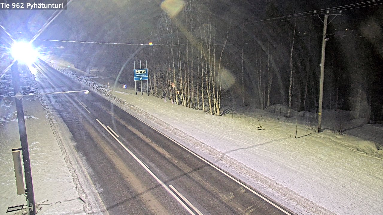 Weather Camera Image Väg 962 Pelkosenniemi Pyhätunturi, Pelkosenniemi, Lappi