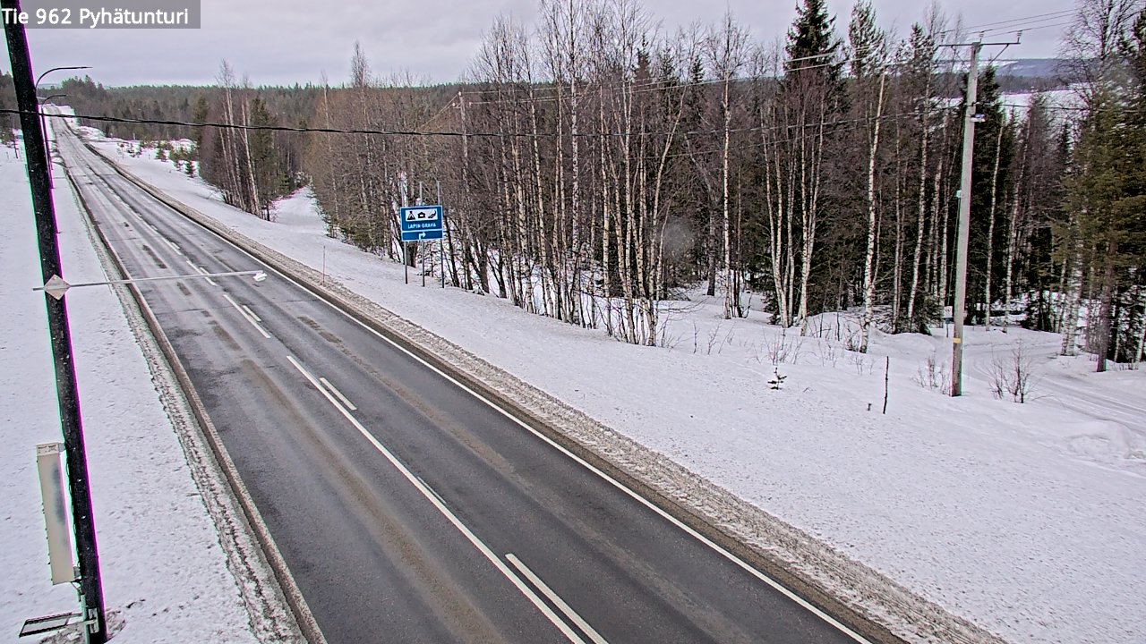 Weather Camera Image Väg 962 Pelkosenniemi Pyhätunturi, Pelkosenniemi, Lappi